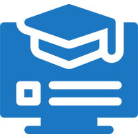 A blue and gray image of a graduation cap.